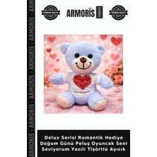 Armoris Delux Serisi Romantik Hediye Doğum Günü Peluş Oyuncak Seni Seviyorum Yazılı Tişörtlü Ayıcık
