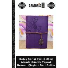 Armoris Delux Serisi Yazı Defteri Ajanda Günlük Yaprak Desenli Çizgisiz Deri Defter