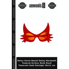 Armoris Delux Serisi Neçeli Detay Hareketli Tasarım Kırmızı Renk Bıyık Tasarımlı Kedi Gözlüğü 19X11 cm