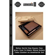 Armoris Delux Serisi Cep Eşyası Yazı Aracı Yeni Yıl Bakır Metal Kalem Taba Cüzdan ve Anahtarlık Set