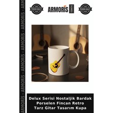Armoris Delux Serisi Nostaljik Bardak Porselen Fincan Retro Tarz Gitar Tasarım Kupa
