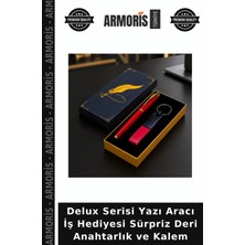 Armoris Delux Serisi Yazı Aracı Iş Hediyesi Sürpriz Deri Anahtarlık ve Kalem
