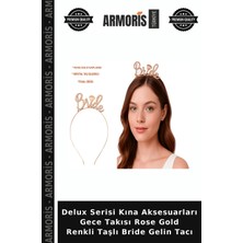 Armoris Delux Serisi Kına Aksesuarları Gece Takısı Rose Gold Renkli Taşlı Bride Gelin Tacı