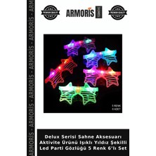 Armoris Delux Serisi Sahne Aksesuarı Aktivite Ürünü Işıklı Yıldız Şekilli LED Parti Gözlüğü 5 Renk 6’lı Set