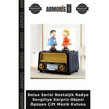 Armoris Delux Serisi Nostaljik Radyo Sevgiliye Sürpriz Objesi Öpüşen Çift Müzik Kutusu