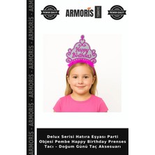 Armoris Delux Serisi Hatıra Eşyası Parti Objesi Pembe Happy Birthday Prenses Tacı – Doğum Günü Taç Aksesuarı