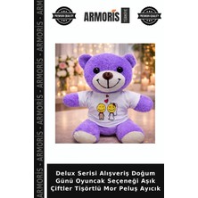 Armoris Delux Serisi Alışveriş Doğum Günü Oyuncak Seçeneği Aşık Çiftler Tişörtlü Mor Peluş Ayıcık