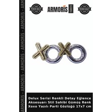 Armoris Delux Serisi Renkli Detay Eğlence Aksesuarı Stil Sahibi Gümüş Renk Xoxo Yazılı Parti Gözlüğü 17X7 cm