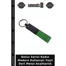 Armoris Delux Serisi Kadın Modern Kullanışlı Yeşil Deri Metal Anahtarlık