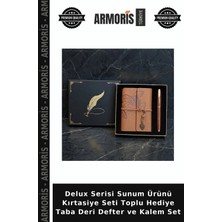 Armoris Delux Serisi Sunum Ürünü Kırtasiye Seti Toplu Hediye Taba Deri Defter ve Kalem Set