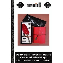Armoris Delux Serisi Nostalji Hatıra Yazı Aleti Mürekkepli Divit Kalem ve Deri Defter