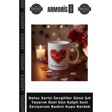 Armoris Delux Serisi Sevgililer Günü Şık Tasarım Özel Gün Kalpli Seni Seviyorum Baskılı Kupa Bardak
