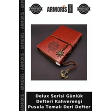 Armoris Delux Serisi Günlük Defteri Kahverengi Pusula Temalı Deri Defter