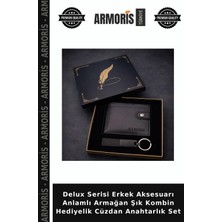 Armoris Delux Serisi Erkek Aksesuarı Anlamlı Armağan Şık Kombin Hediyelik Cüzdan Anahtarlık Set