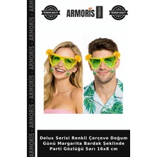 Armoris Delux Serisi Renkli Çerçeve Doğum Günü Margarita Bardak Şeklinde Parti Gözlüğü Sarı 16X8 cm