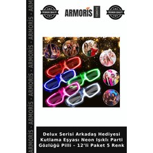 Armoris Delux Serisi Arkadaş Hediyesi Kutlama Eşyası Neon Işıklı Parti Gözlüğü Pilli – 12’li Paket 5 Renk