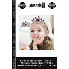 Armoris Delux Serisi Kutlama Takısı Şık Aksesuar Gümüş Renk Taraklı Model Prenses Kraliçe Tacı 12X7 cm