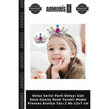 Armoris Delux Serisi Parti Detayı Gün Süsü Gümüş Renk Taraklı Model Prenses Kraliçe Tacı 2 No 12X7 cm