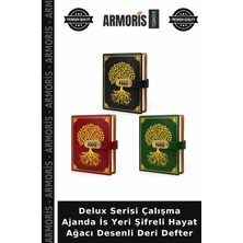 Armoris Delux Serisi Çalışma Ajanda Is Yeri Şifreli Hayat Ağacı Desenli Deri Defter