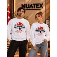 Nuatex 29 Ekim Cumhuriyet Bayramı Özel Tasarım Baskılı 3 Iplik Şardonlu Regular Kalıp Sweatshirt