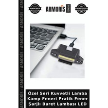 Armoris Özel Seri Kuvvetli Lamba Kamp Feneri Pratik Fener Şarjlı Baret Lambası LED