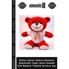 Armoris Delux Serisi Hatıra Nesnesi Dekoratif Figür Gelin Damat Çift Baskılı Tişörtü Kırmızı Ayı