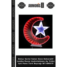 Armoris Delux Serisi Salon Süsü Dekoratif Lamba Duvar Aydınlatması Ay Yıldız Işık Pano Türk Bayrağı WT-BM079