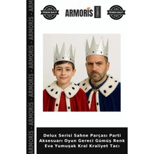 Armoris Delux Serisi Sahne Parçası Parti Aksesuarı Oyun Gereci Gümüş Renk Eva Yumuşak Kral Kraliyet Tacı