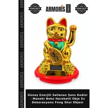 Armoris Güneş Enerjili Sallanan Şans Kedisi - Maneki Neko Hareketli Obje Ev Dekorasyonu Feng Shui Objesi