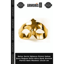 Armoris Delux Serisi Eğlence Ürünü Sahne Şovu Doğum Günü Altın Renk Kostüm Partisi Balo Maskesi 15X10 cm