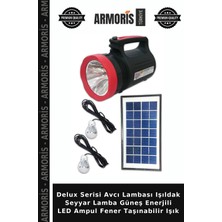 Armoris Delux Serisi Avcı Lambası Işıldak Seyyar Lamba Güneş Enerjili LED Ampul Fener Taşınabilir Işık