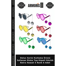 Armoris Delux Serisi Kutlama Ürünü Sallanan Disko Top Küpeli Gözlük Retro Hawaii 5 Renk 6 Adet