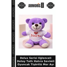Armoris Delux Serisi Eğlenceli Detay Tatlı Hatıra Sevimli Oyuncak Tişörtlü Mor Ayı