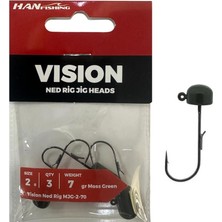 Han Fishing Hanfish Vision Ned Rig Jig Head Mjg 7gr No:2 Moss Green 3 Adet