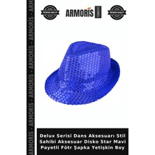 Armoris Delux Serisi Dans Aksesuarı Stil Sahibi Aksesuar Disko Star Mavi Payetli Fötr Şapka Yetişkin Boy