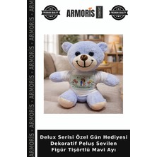 Armoris Delux Serisi Özel Gün Hediyesi Dekoratif Peluş Sevilen Figür Tişörtlü Mavi Ayı