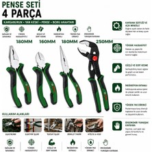 Bezos 4 Parça Pense Seti - 10 Inç Papağan, 7 Inç Pense, 6 Inç Yan Keski, 7 Inç Kargaburnu BZS10