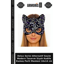 Armoris Delux Serisi Alternatif Seçim Modern Tasarım Siyah Kadife Kumaş Parti Maskesi 16X14 cm