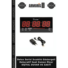 Armoris Delux Serisi Sıcaklık Göstergeli Dekoratif Saat Zaman Ölçer Dijital Duvar ve Saati