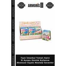 Armoris Taşlı Istanbul Temalı Kalın El Aynası Günlük Kullanım Aksesuar Eşyası Nostalji Sevenler