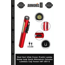 Armoris Özel Seri Ufak Fener Pratik Lamba Kamp Işığı Şarjlı Mıknatıslı Çalışma Lambası Cep Feneri WT-307-S