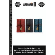 Armoris Delux Serisi Ofis Eşyası Kahverengi Ajanda Klasik Notluk Vintage Deri Kapaklı Not Defteri