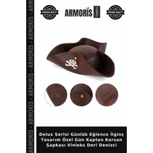 Armoris Delux Serisi Günlük Eğlence Ilginç Tasarım Özel Gün Kaptan Korsan Şapkası Vinleks Deri Denizci