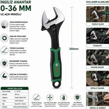 Bezos 10 Inç (250 Mm) Ingiliz Anahtarı ve Kurbağacık 6 Parça Set BZS10