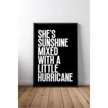Keyf Home Sunshine And Hurricane Ingilizce Motivasyon Sözü Çerçeveli Mdf Tablo Poster Ofis Duvar Dekoru Hediye
