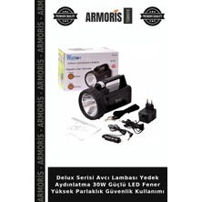 Armoris Delux Serisi Avcı Lambası Yedek Aydınlatma 30W Güçlü LED Fener Yüksek Parlaklık Güvenlik Kullanımı