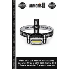 Armoris Özel Seri Dis Mekan Pratik Araç Seyahat Ürünü 10W Işık Gücü 800 Lümen Sensörlü Kafa Lambası