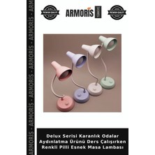 Armoris Delux Serisi Karanlık Odalar Aydınlatma Ürünü Ders Çalışırken Renkli Pilli Esnek Masa Lambası