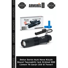 Armoris Delux Serisi Açık Hava Küçük Boyut Taşınabilir Işık Orijinal 800 Lümen T6 Şarjlı LED El Feneri