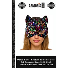 Armoris Delux Serisi Kostüm Tamamlayıcısı Şık Tasarım Gece Stili Siyah Kadife Parti Maskesi 16X14 cm